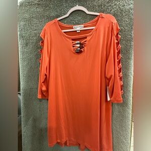 New York Laundry Orange Tunic with Cut-Out Sleeves